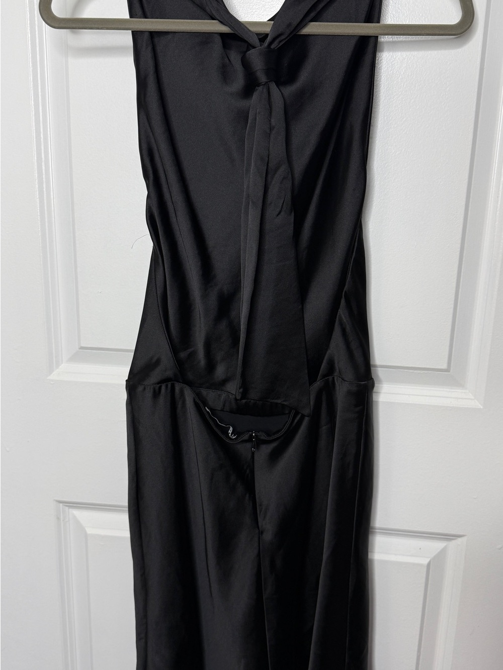 Zara Black Satin Backless Halter Midi Dress Sz M Secure Elastic Waist | EUC - Picture 6 of 10